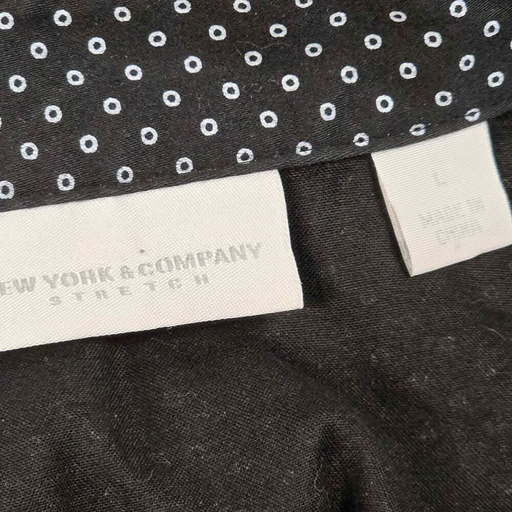 Y2K Ruched Fitted Blouse Black Micro Dot Button Up Size Large Office Siren - Picture 5 of 10